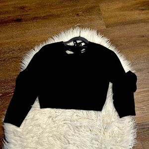 Black knit crop top